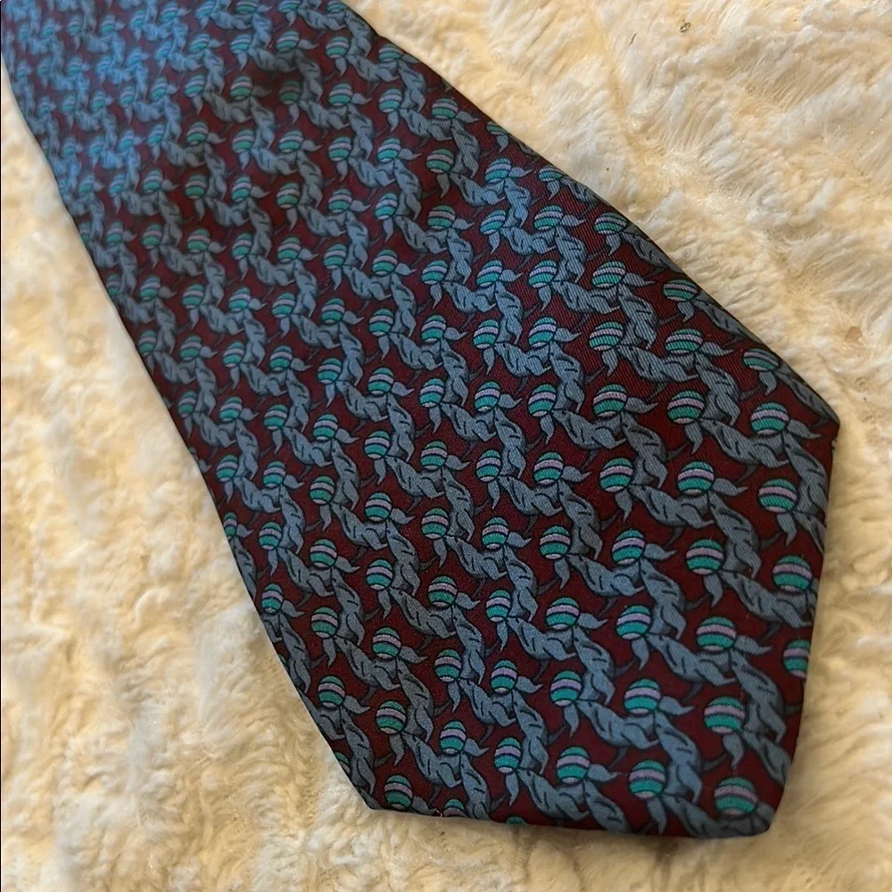 Vintage 80s silk Bancroft New York Men’s silk tie Sea lion beach ball print